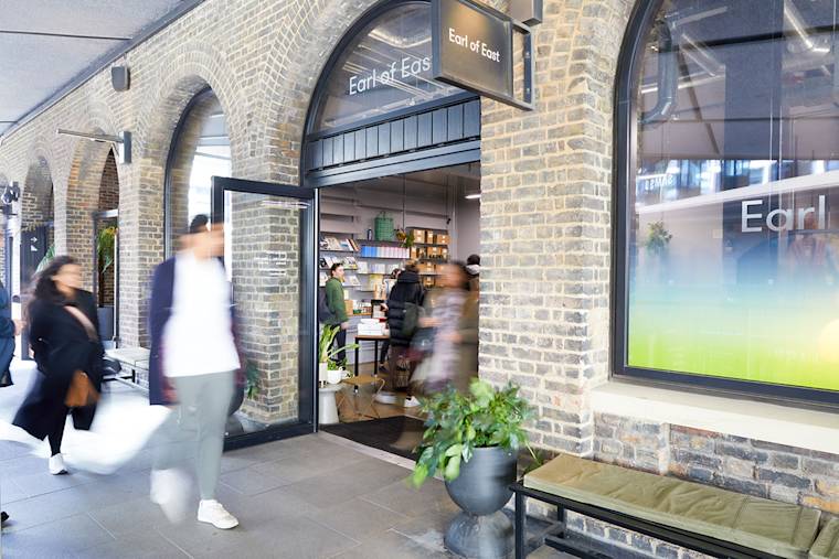 People walking by a store's attention-grabbing window display