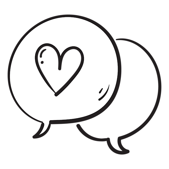 Icon of chat bubbles with a heart