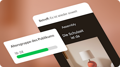 Eine Visualisierung einer Beispiel-E-Mail, die für Verkäufe zum Schulanfang wirbt. Diese E-Mail wurde auf die Zielgruppe personalisiert, in diesem Fall auf eine Altersgruppe von 18–24 Jahren.