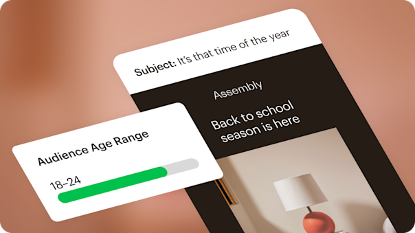 A visualization of an example email promoting back-to-school sales. This email has been personalized to the intended audience, in this case an age range of 18–24 years old.