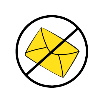 best time to send SMS - Simple line drawing of a circular icons showing a yellow envelope