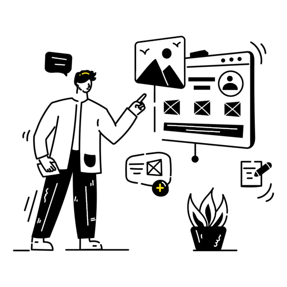 person standing in front of screen with dynamic content