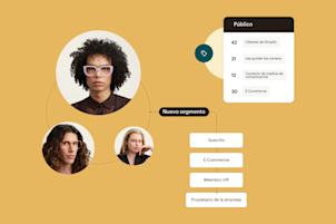 Un correo electrónico de producto, enviado desde Mailchimp. En burbujas a su alrededor están los logotipos de varias integraciones que funcionan con Mailchimp.