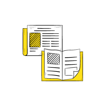 relevant whitepapers - illustration of a newspaper and a magazine