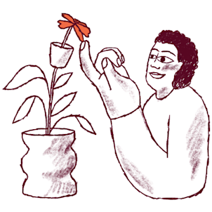 human watering flowers