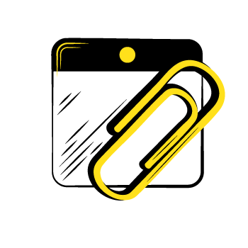mms and sms - Simple line drawings of yellow paperclips shown in different positions and angles against a white background