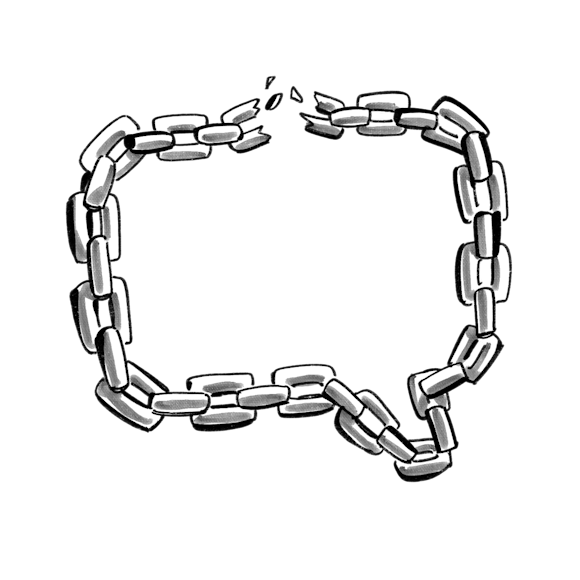 text bubble made out of chain