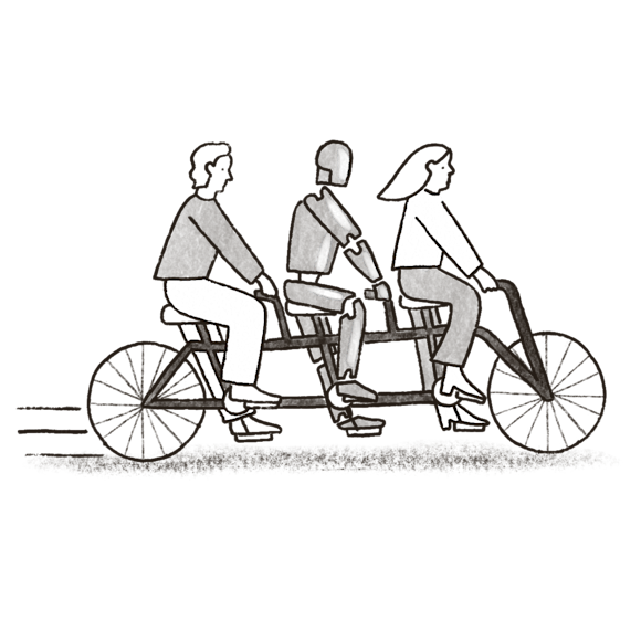 Tandem bike with robot