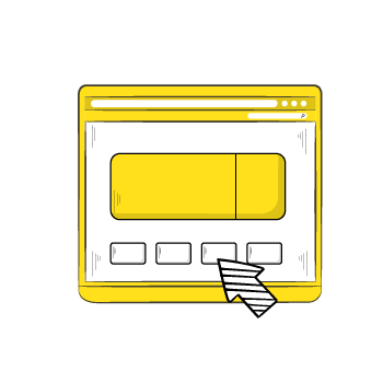 website components - Simple line drawings showing a computer screen with a cursor clicking a button