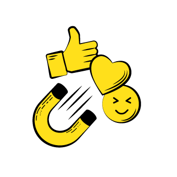 instagram engagement  - illustration of a magnet attracting a like, heart, and smiley face symbols/emojis