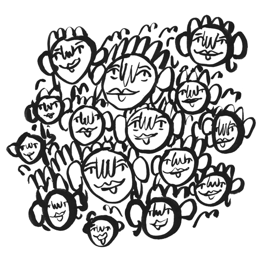 Different faces put together doodle.