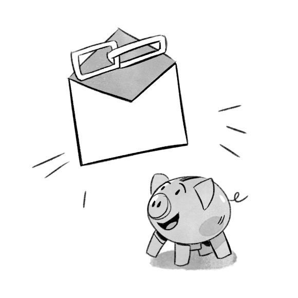 pig and envelope with a “link”