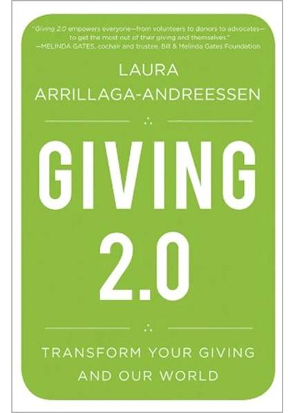 Book cover of "Giving 2.0" by Laura Arrillaga-Andreessen featuring white text on bright green background with rounded corners