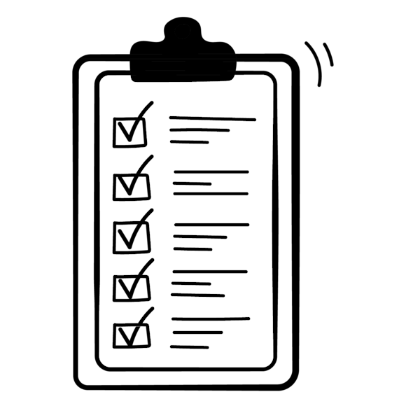 Checklist on clipboard