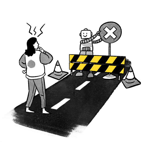 Woman comes across a roadblock