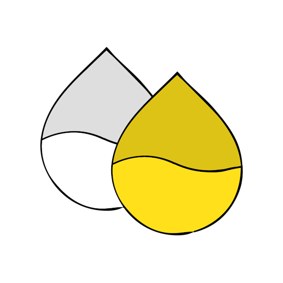 what is saturation - illustration of two ellipses, one yellow and one white and grey