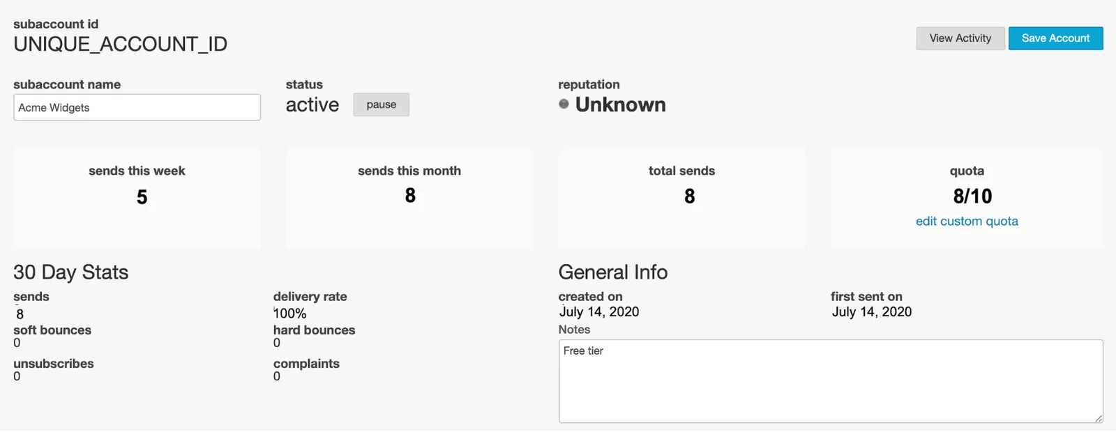 Subaccounts screenshot