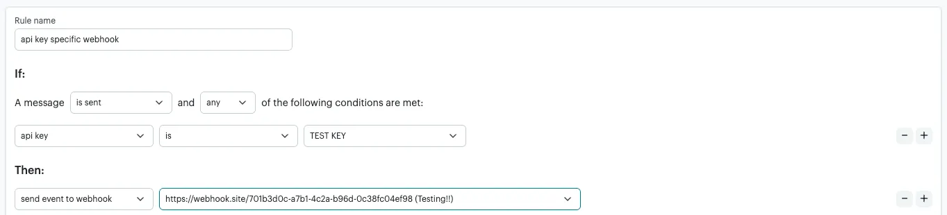 Transactional Rule Engine: API key webhook